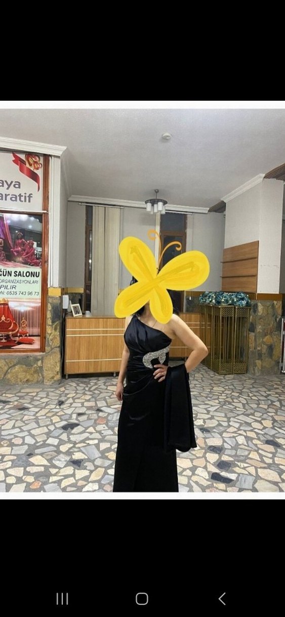 Siyah tek omuz  Uzun Kadın Abiye - Görsel 2