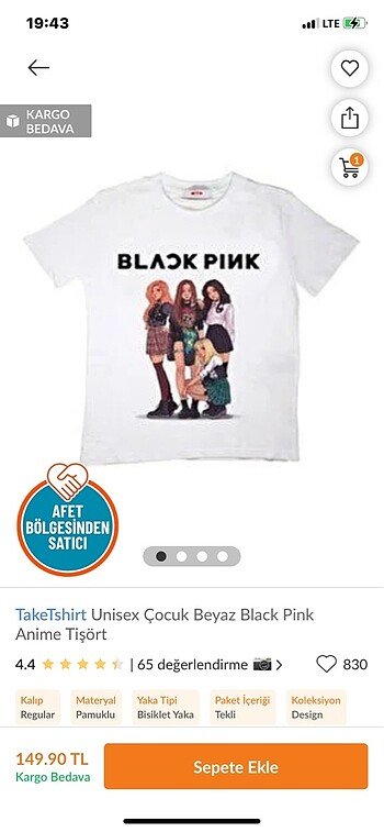 Unisex çocuk beyaz 11-13 yaş BlackPink baskılı tişört