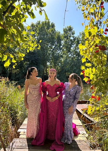 m Beden pembe Renk Askılı payet pembe elbise