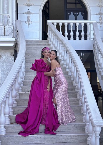 m Beden Askılı payet pembe elbise
