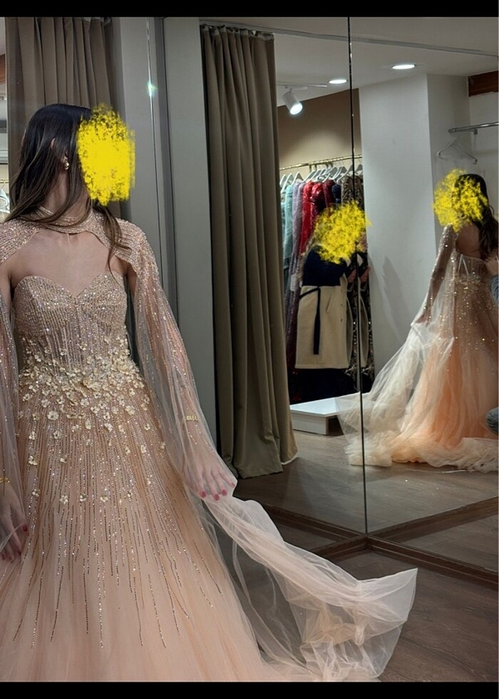 Nişan elbisesi kıyafeti pelerinli - Görsel 2