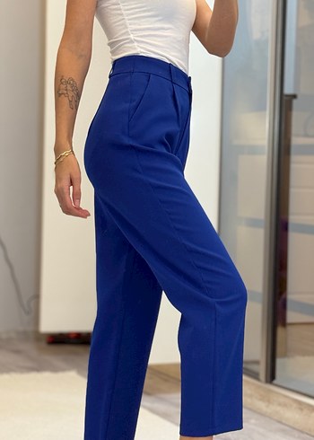 Kemerli saks mavisi Kadın Takım Elbise - Görsel 8