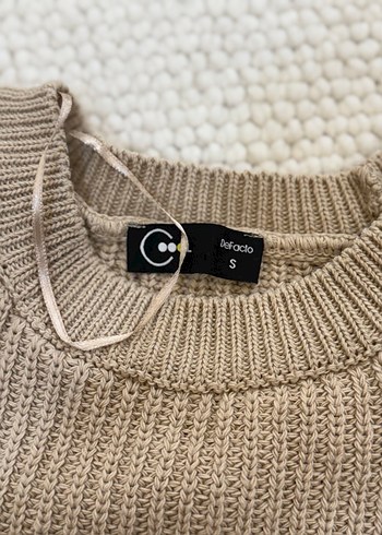 Bej Örgü Kadın Triko Kazak - Görsel 5