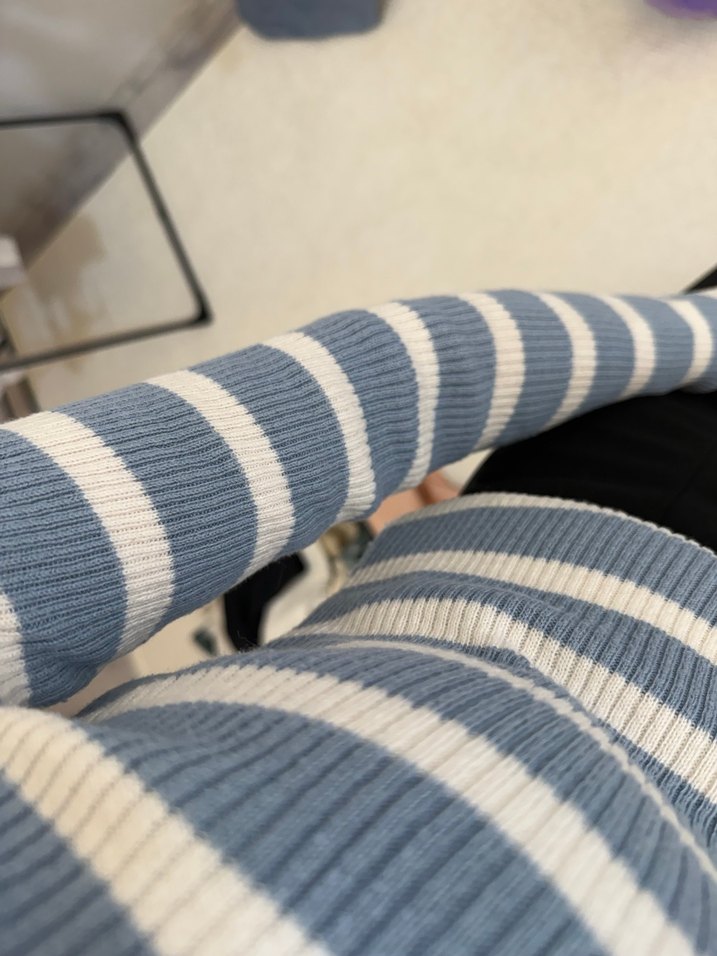 Mavi Çizgili Triko Kadın Kazak - Görsel 4