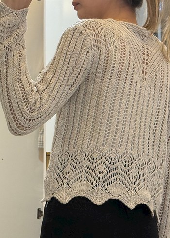 Bej V Yaka Örgü Kadın Kazak - Görsel 7