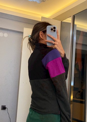 Kadın Gri Fermuarlı Yüksek Yaka Ceket - Görsel 3