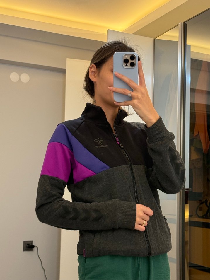 Kadın Gri Fermuarlı Yüksek Yaka Ceket - Görsel 4