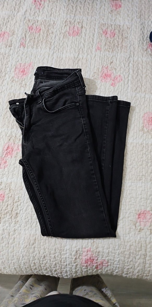 Gri Siyah Bağlamalı Desenli Erkek Kot Pantolon - Görsel 2