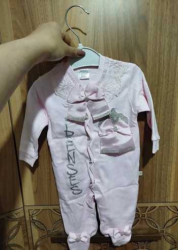 Diğer Düğmeli Pembe Bebek Tulum