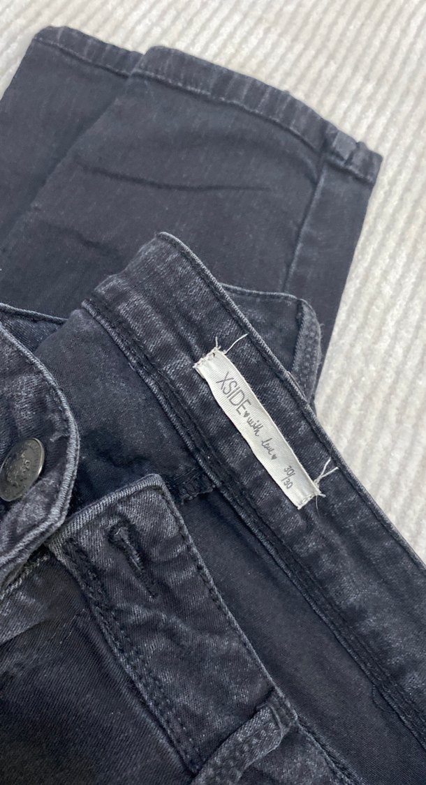 Gri Kadın Denim Midi Boy Dar Kesim Kot - Görsel 2