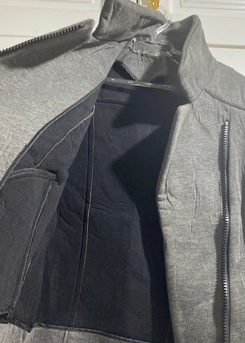 Gri Kadın Fermuarlı Midi Ceket - Görsel 3