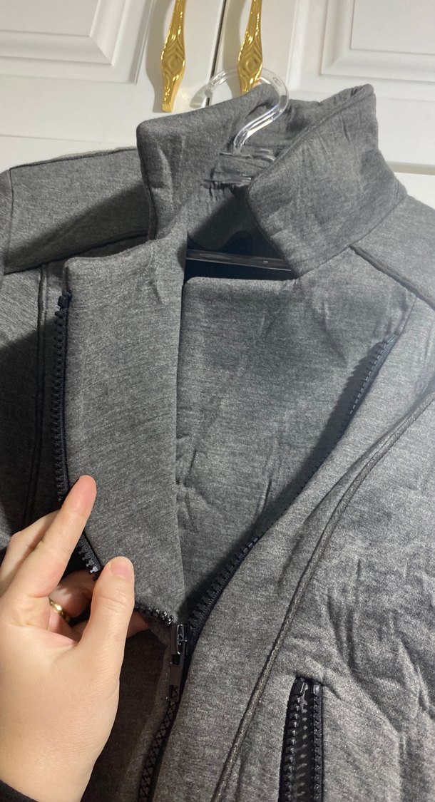 Gri Kadın Fermuarlı Midi Ceket - Görsel 2
