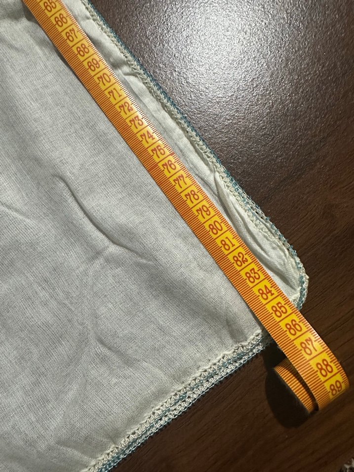 Beyaz boncuk oyalı tülbent - Görsel 3