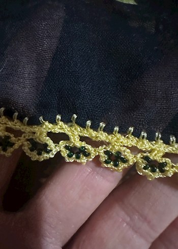 Çiçek Desenli Boncuk Oyalı Yazma - Görsel 5