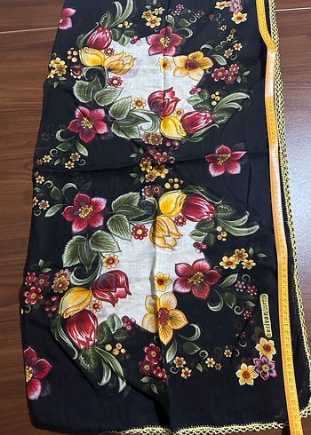 Çiçek Desenli Boncuk Oyalı Yazma - Görsel 4