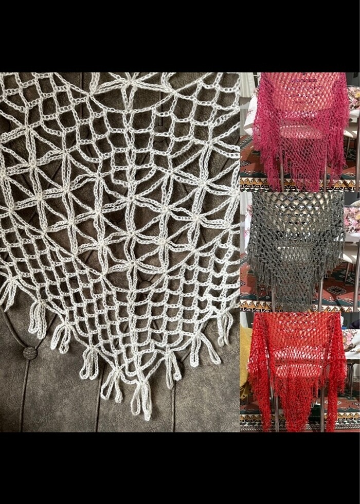 Gri üçgen omuz şalı #şal #omuzşalı - Görsel 2