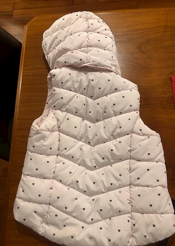 Kız Çocuk Pembe Kapüşonlu Nakışlı Yelek - Görsel 2