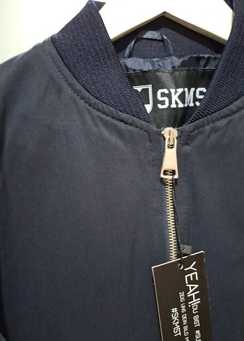 Erkek Lacivert Fermuarlı Bomber Ceket - Görsel 2