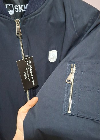 Erkek Lacivert Fermuarlı Bomber Ceket - Görsel 3