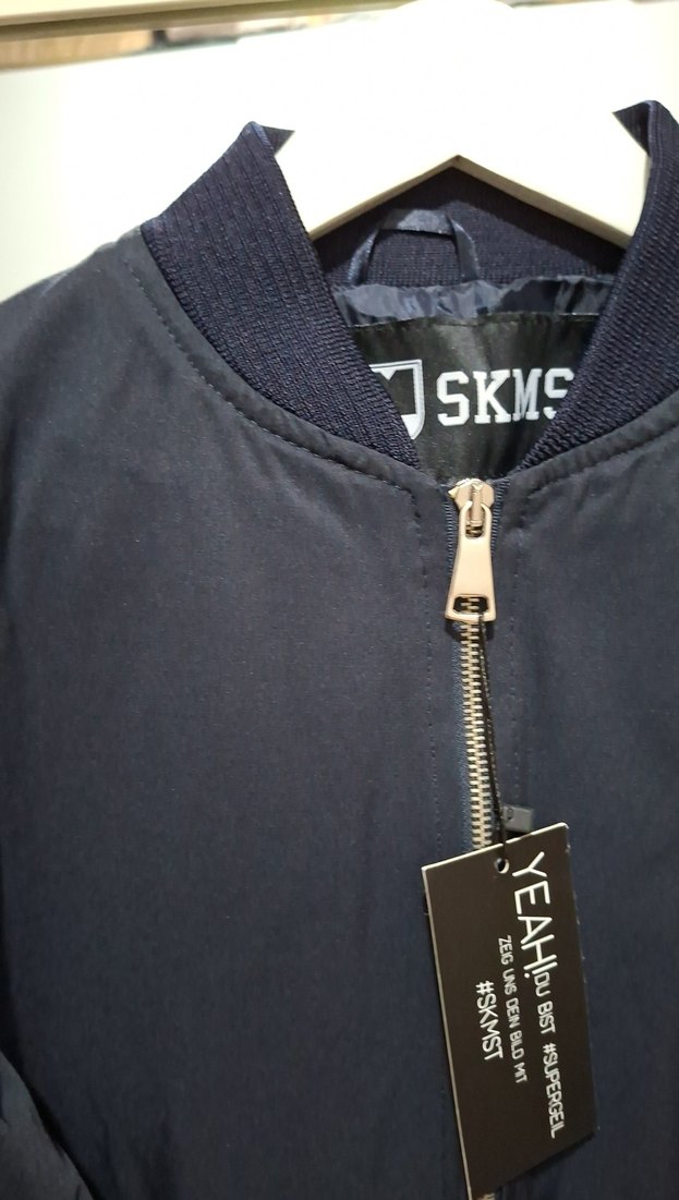 Erkek Lacivert Fermuarlı Bomber Ceket - Görsel 2