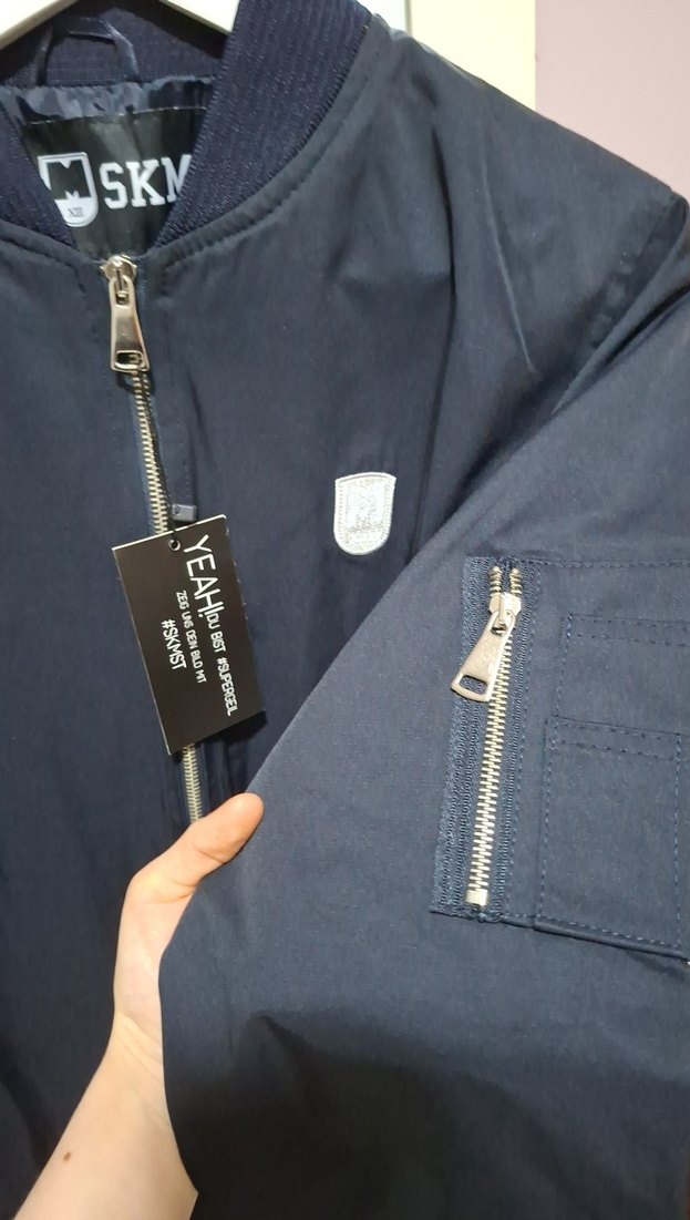 Erkek Lacivert Fermuarlı Bomber Ceket - Görsel 3