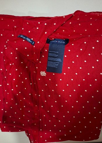 Parlak Kırmızı Puantiyeli Kadın Şal - Görsel 2