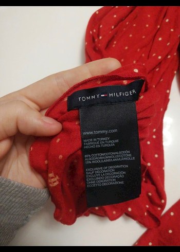 Parlak Kırmızı Puantiyeli Kadın Şal - Görsel 5