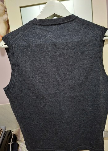 Düğmeli Gri Erkek Yün Süveter - Görsel 3