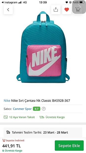  Beden Nike sırt çantası 