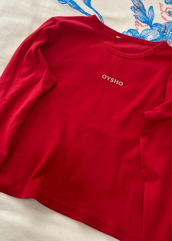 Oysho Kırmızı Hamile Uzun Kollu Tişört - Görsel 3