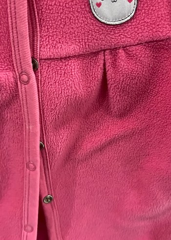 Kız Çocuk Pembe Düğmeli Polar Yelek - Görsel 3