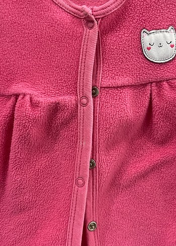 Kız Çocuk Pembe Düğmeli Polar Yelek - Görsel 2