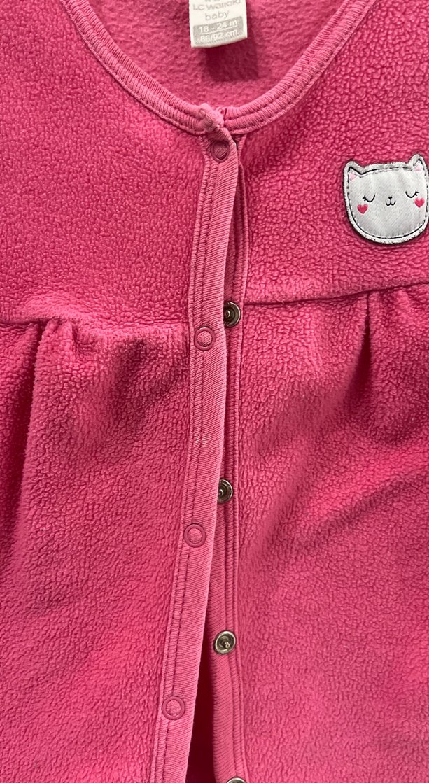 Kız Çocuk Pembe Düğmeli Polar Yelek - Görsel 2