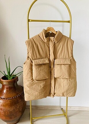 Oversize Camel Şişme Yelek