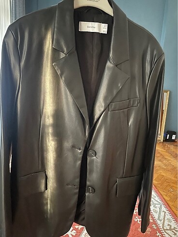 s Beden siyah Renk BERSHKA DERİ BLAZER