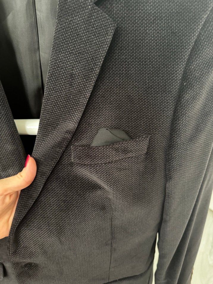 Erkek Gri Düğmeli Regular Fit Kadife Ceket  Beden 50/ 4 drop - Görsel 2