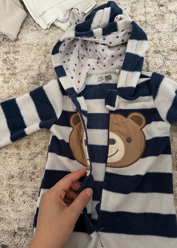 Hello baby Peluş Erkek Bebek Tulum Ayıcık Desenli - Görsel 5