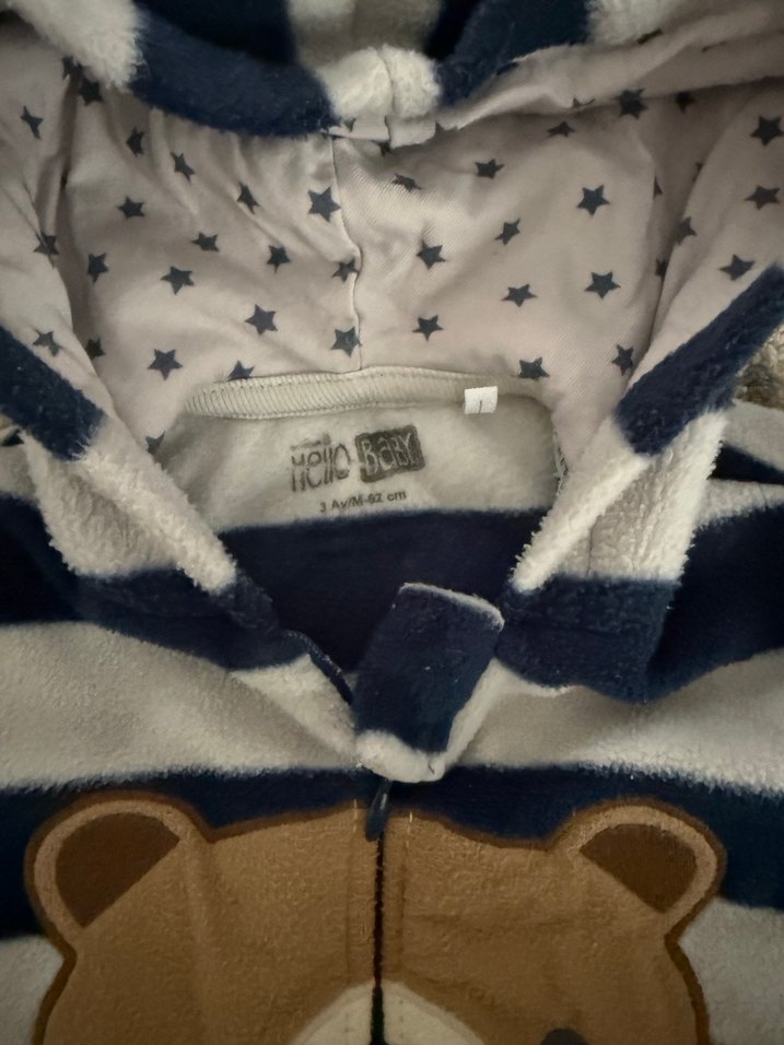 Hello baby Peluş Erkek Bebek Tulum Ayıcık Desenli - Görsel 3