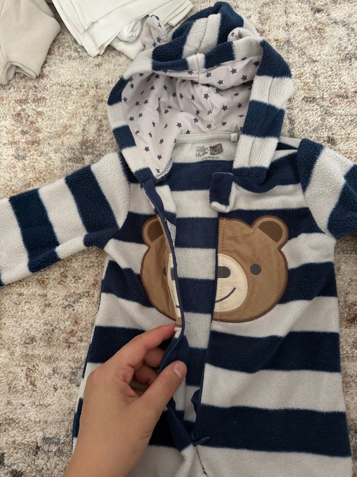 Hello baby Peluş Erkek Bebek Tulum Ayıcık Desenli - Görsel 5