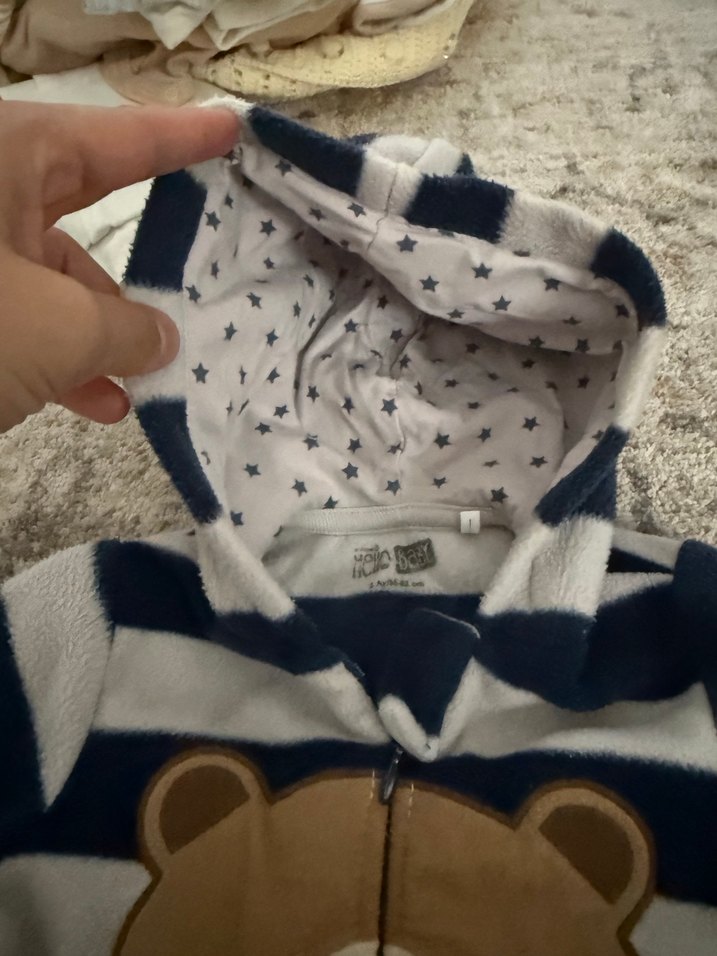 Hello baby Peluş Erkek Bebek Tulum Ayıcık Desenli - Görsel 4