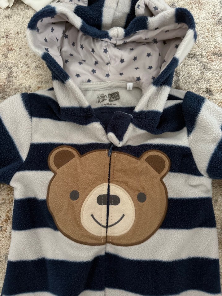 Hello baby Peluş Erkek Bebek Tulum Ayıcık Desenli - Görsel 2