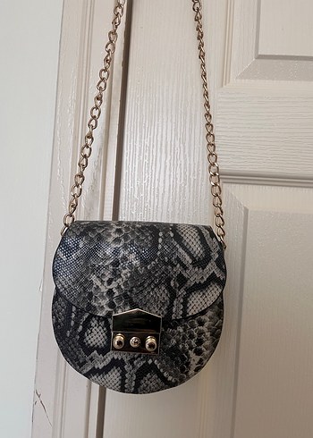 Yılan Desenli Deri Çapraz Çanta - Görsel 6