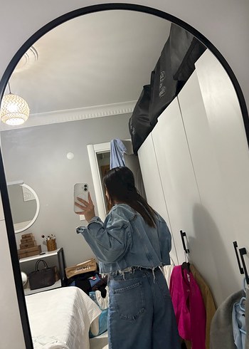 m Beden mavi Renk Crop kot ceket