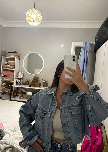 Diğer Crop kot ceket