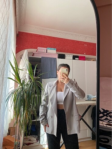 Gri blazer ceket