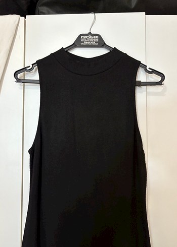 Pull and Bear Yüksek Yakalı Siyah Uzun Elbise