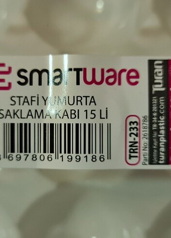 Beden Renk Smartware 15 li yumurta saklama kabı. Adet fiyatıdır