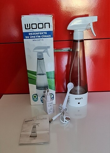 Woon Dezenfekte Su Üretme Cihazı. Sıfır kutusunda. USB adaptörü 