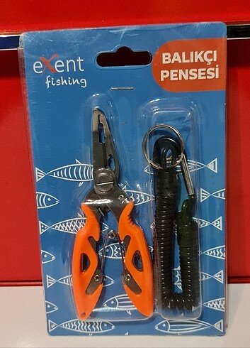 Exent Fishing Balıkçı pensesi ve askılı karabina. Sıfır kutusund