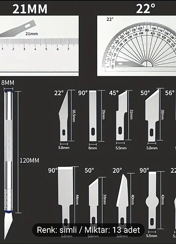 13 parça çok amaçlı metal oyma bıçağı. Kutusunda sıfır. Yurt dış